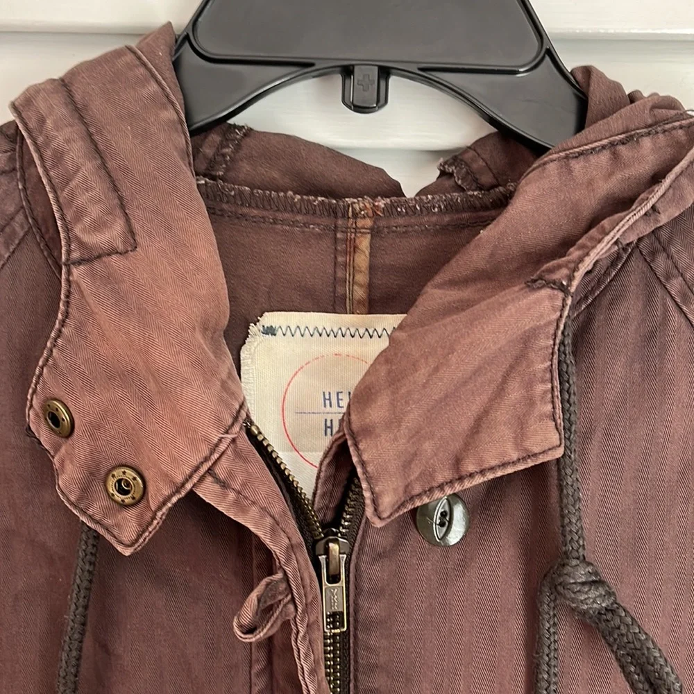 Hei Hei by Anthropologie Faroe Anorak crochet lace trimmed military jacket